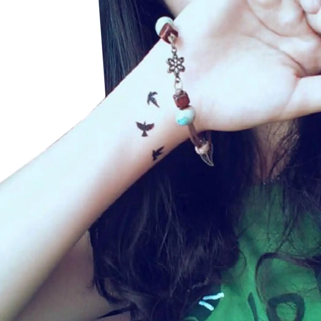 Женский черный птичий узор Съемные временные кожа арт с потертостями спирт BB