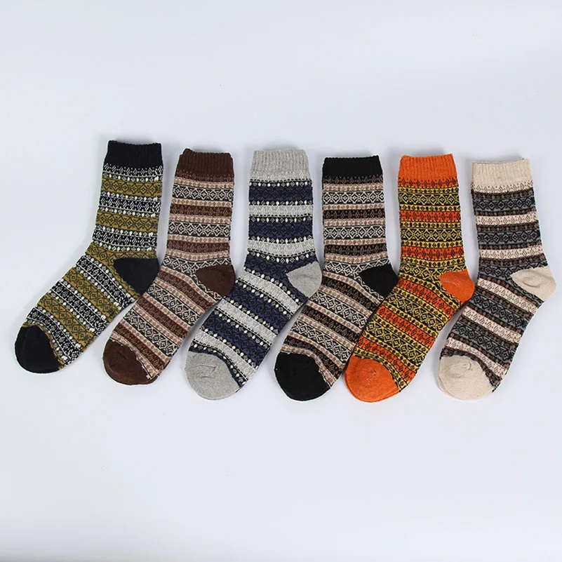 

LKWDer 5pairs Autumn Winter Men Wool Nation Male Happy Mens Long Tube Socks Men Funny Cotton Warm Thicked Calcetines Hombre Crew