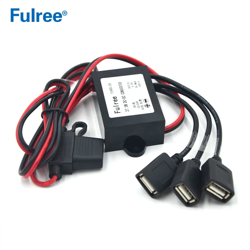 

3 Ports Triple USB Plug 12V 24V to 5.5V 5A DC DC Step Down Buck Power Converter Car Phone Charger Multiple Female Adapter