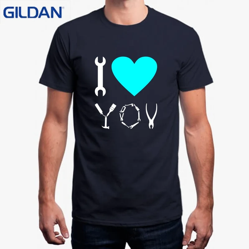 Забавная футболка с принтом для Для мужчин короткие Camisetas Bordadas я люблю Diy Футболка