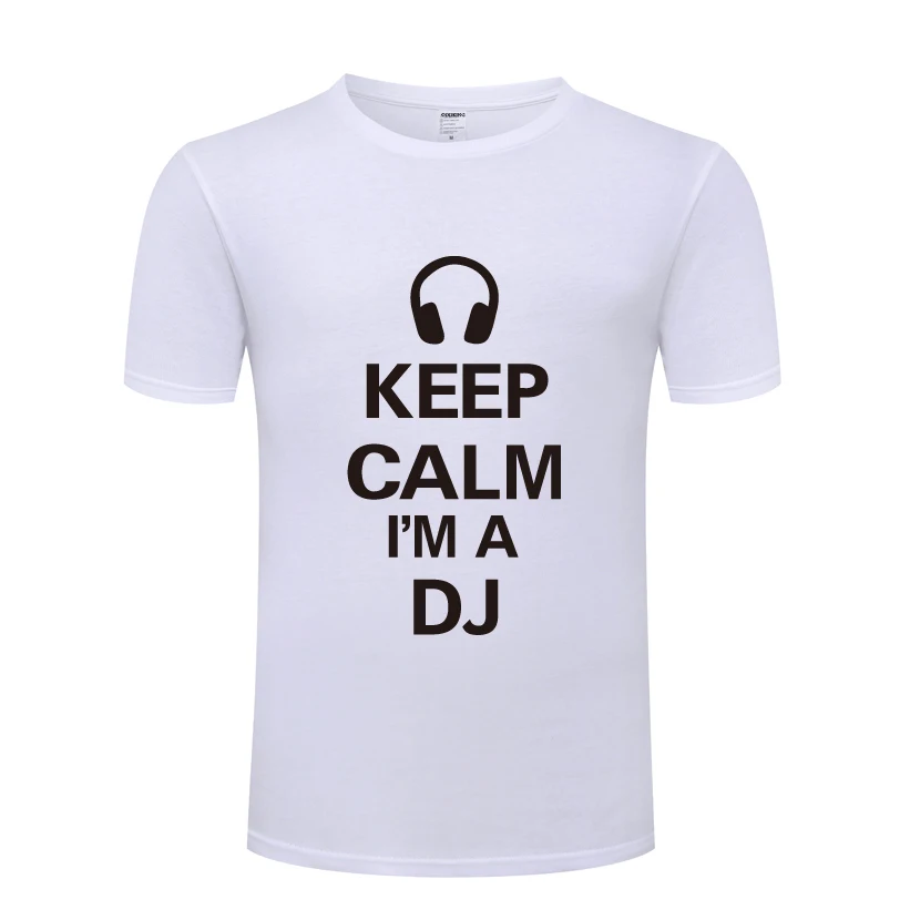 И надписью Keep Calm Im ди-джей-наушники музыка мероприятие DJ Мужская футболка 2018