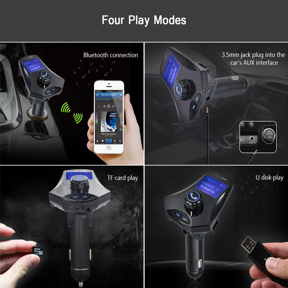 Автомобильный комплект громкой связи Bluetooth автомобильное зарядное устройство MP3