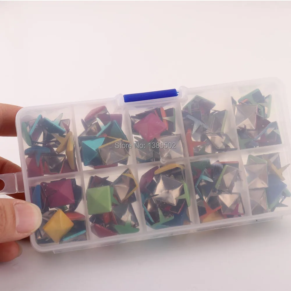 1 box Square mix Color 12mm Metal Decoration Rivets Garment Rivet for bag Sewing tool accessories | Дом и сад