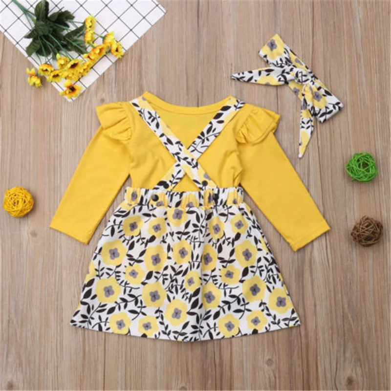 Детская футболка с длинными рукавами для маленьких девочек комплекты юбкой на