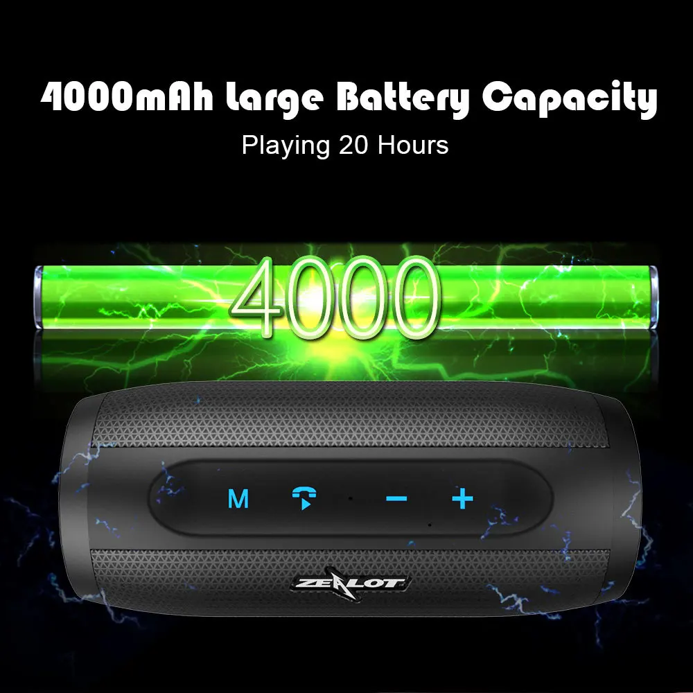 Zealot S16 портативная Bluetooth колонка уличная Беспроводная басовая 3d стереозвук