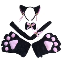 kitten cat maid cosplay roleplay anime costume gloves paw ear tail tie hair hoop tail collar with bells for party whole set