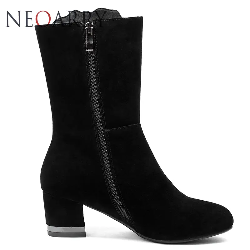 Neoarry/Винтажные сапоги до середины икры с принтом женская обувь из натуральной