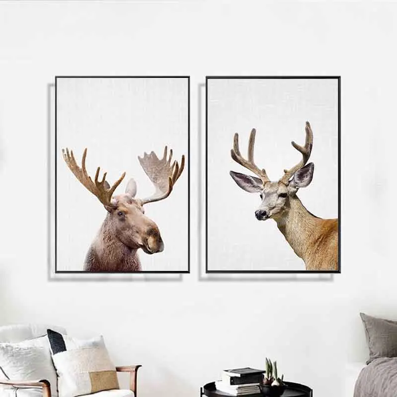 Питомник Moose рисунок оленя на холсте Kawaii настенный художественный постер с