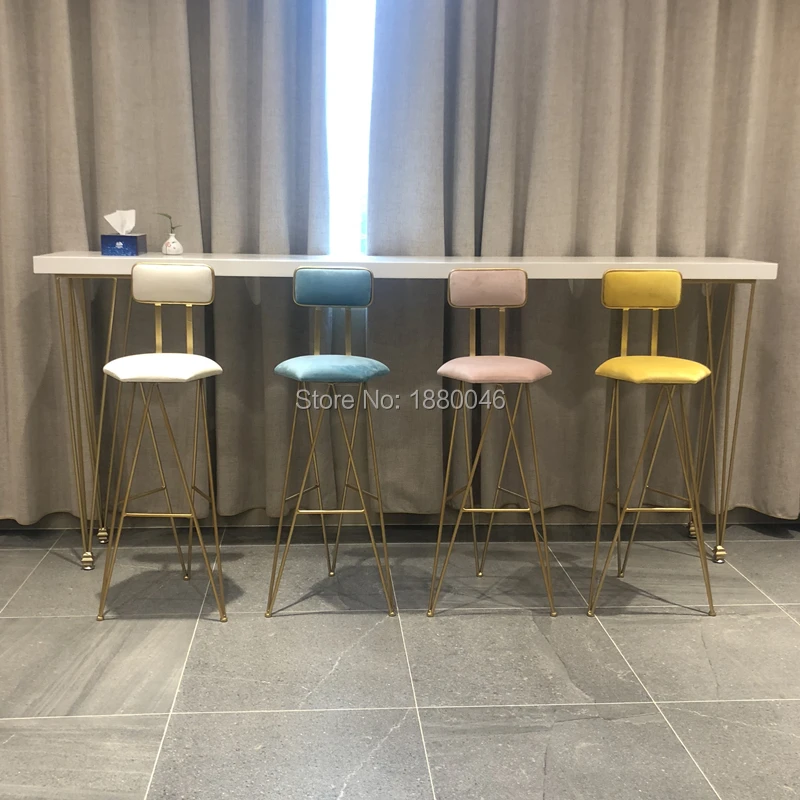 

Countryside style Flannelette Gold Chair hotel chair for wedding lift Bar chair high stool creative coffee chair modern
