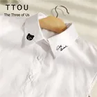 Женская рубашка TTOU, белая и черная винтажная блузка со съемным воротником и отложным воротником, женская одежда, аксессуары