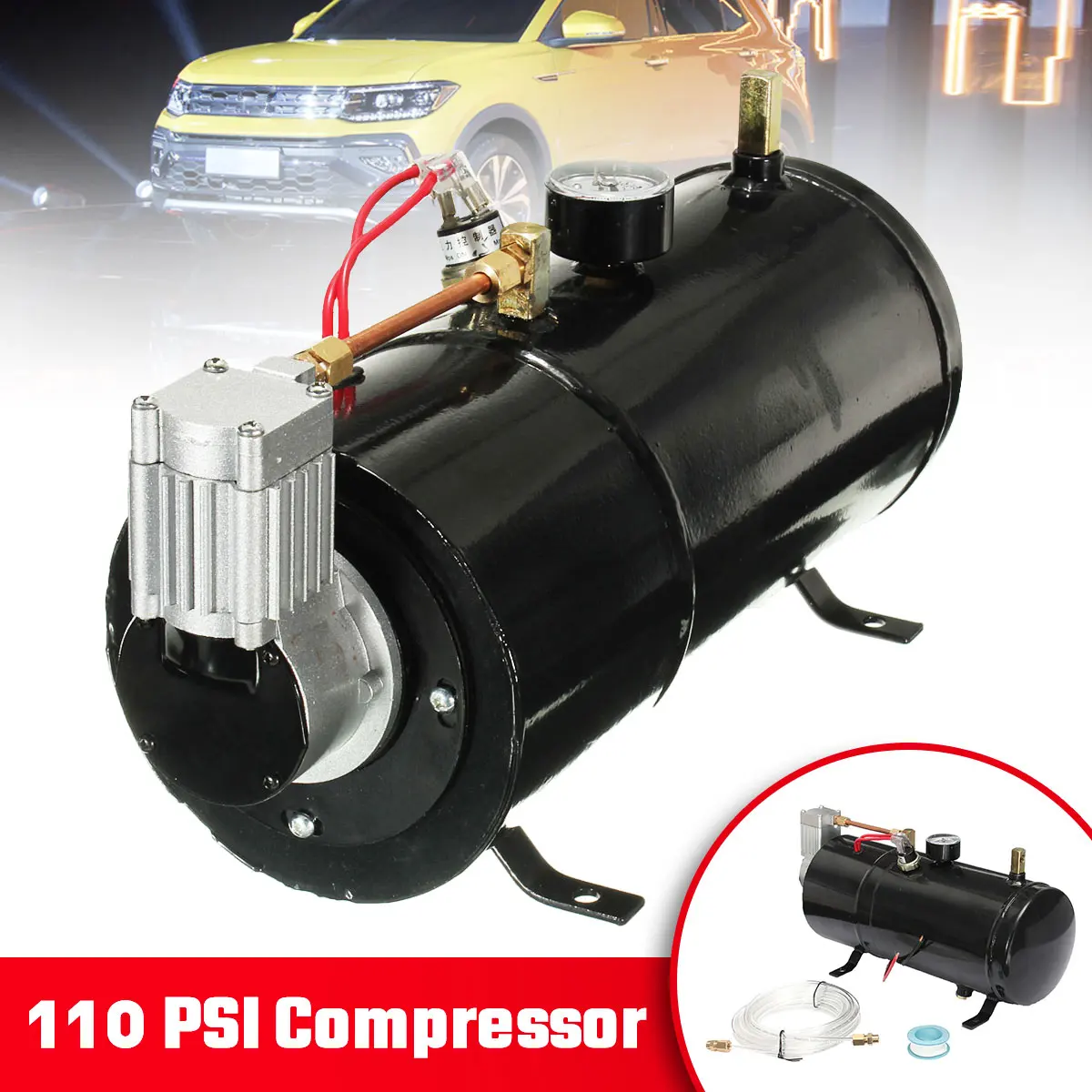 Для воздушного рога поезда грузовика Авто велосипеды шины l110 PSI 24 V Компрессор Электрический воздушный компрессор с 3 литрами Емкость бака H004 B