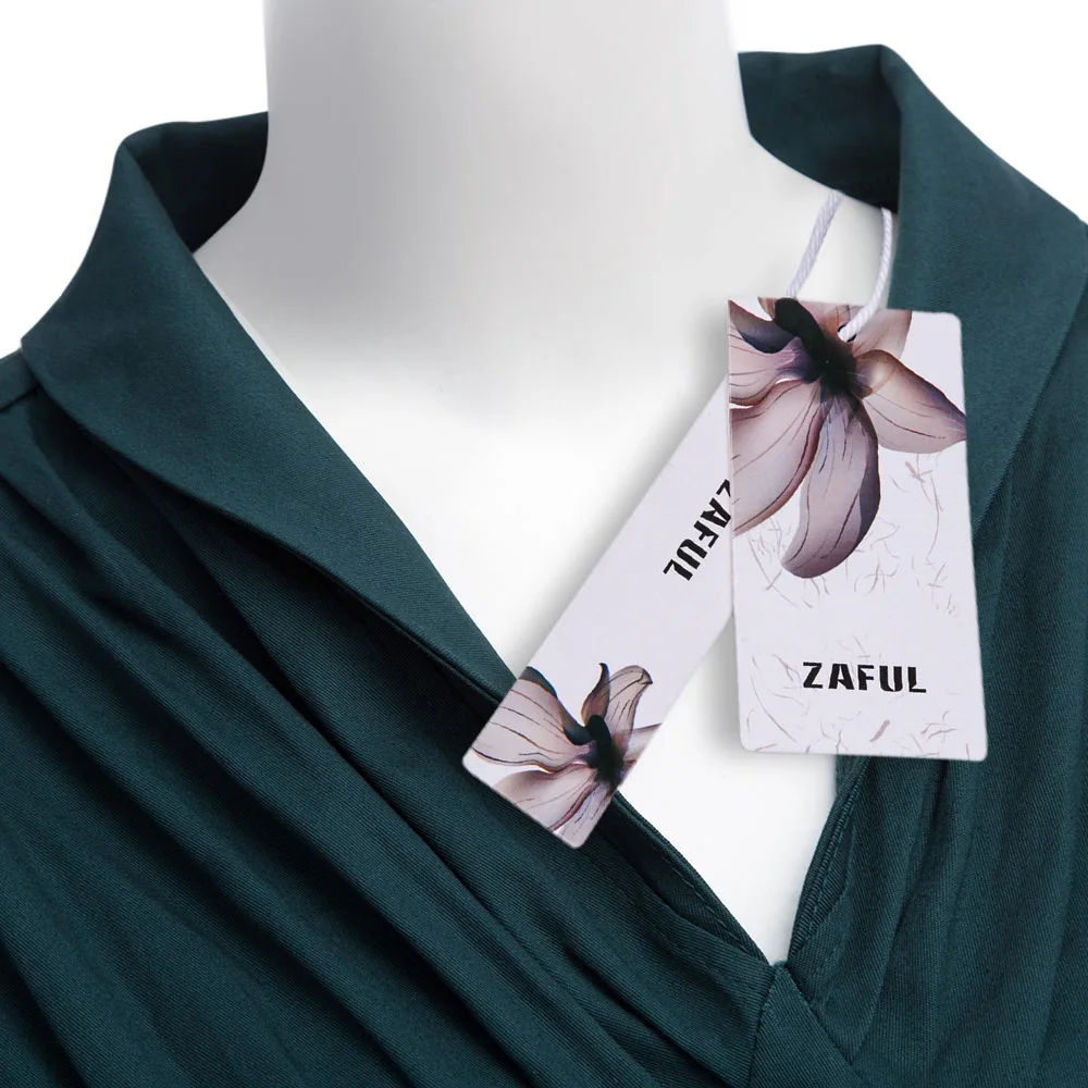 Зеленое бальное платье VESTLINDA с глубоким вырезом и перекрещивающейся талией