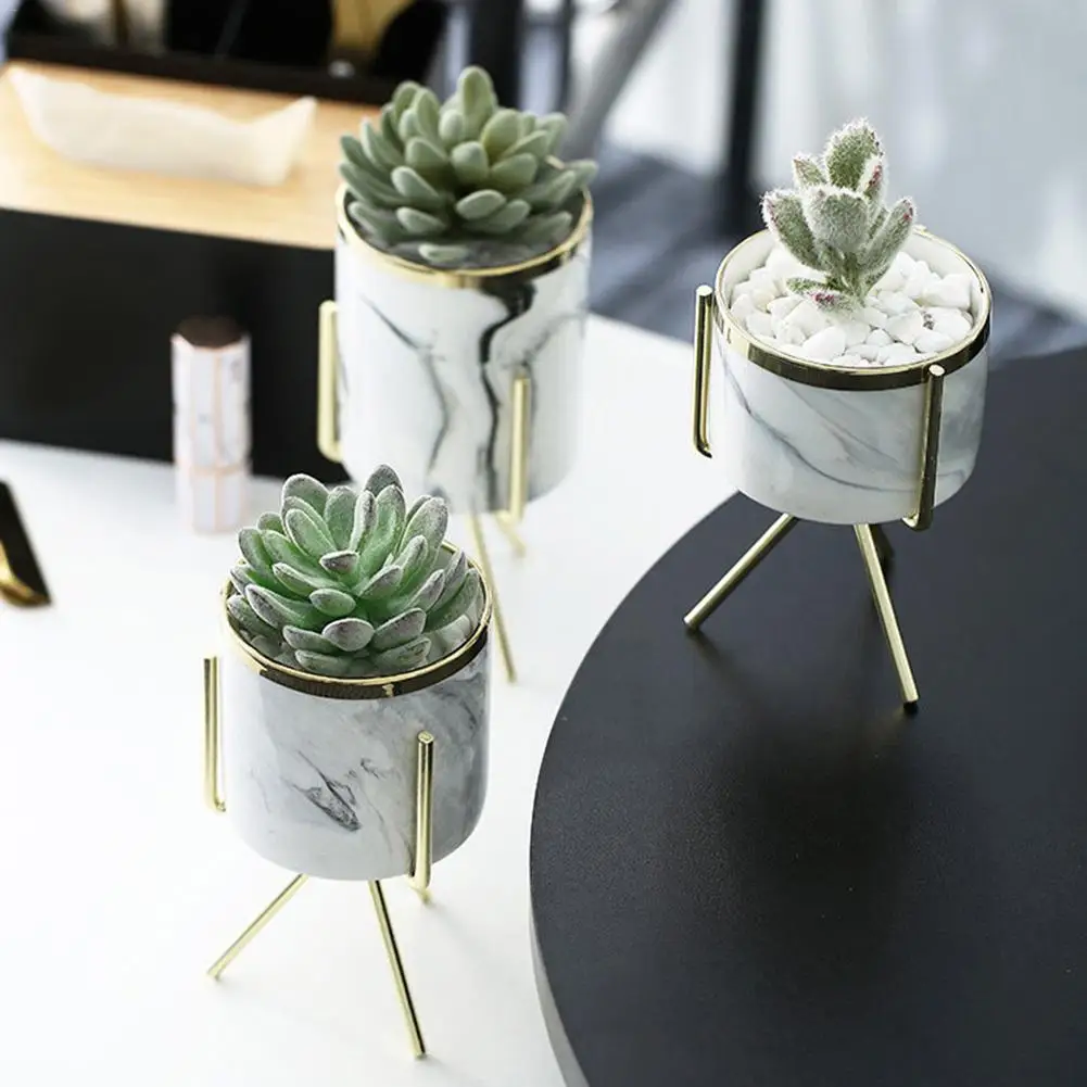 Potted Plant Ceramic Flower Stand Kit Water Planting Vase Nordic Style Ceramics Succulent Flowerpot Iron | Дом и сад
