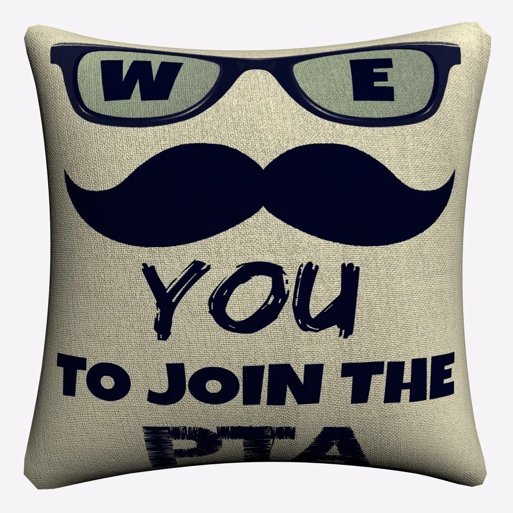 Абстрактные усы и очки декоративное хлопковое белье Наволочка 45x45 см для дивана