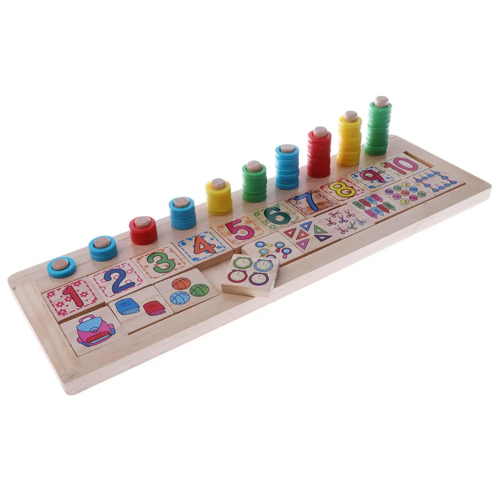 

Wooden Donut Blocks Number Matching Counting Puzzle Game Early Learning Mathematic Educational Toys Gift for Children Kids