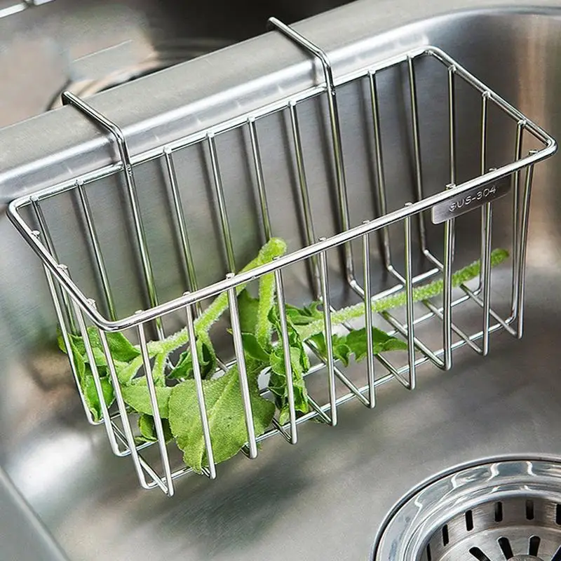 Adeeing Stainless Steel Kitchen Sponge Holder Sink Caddy Brush Towel Soap Drainer Rack For Basket | Дом и сад