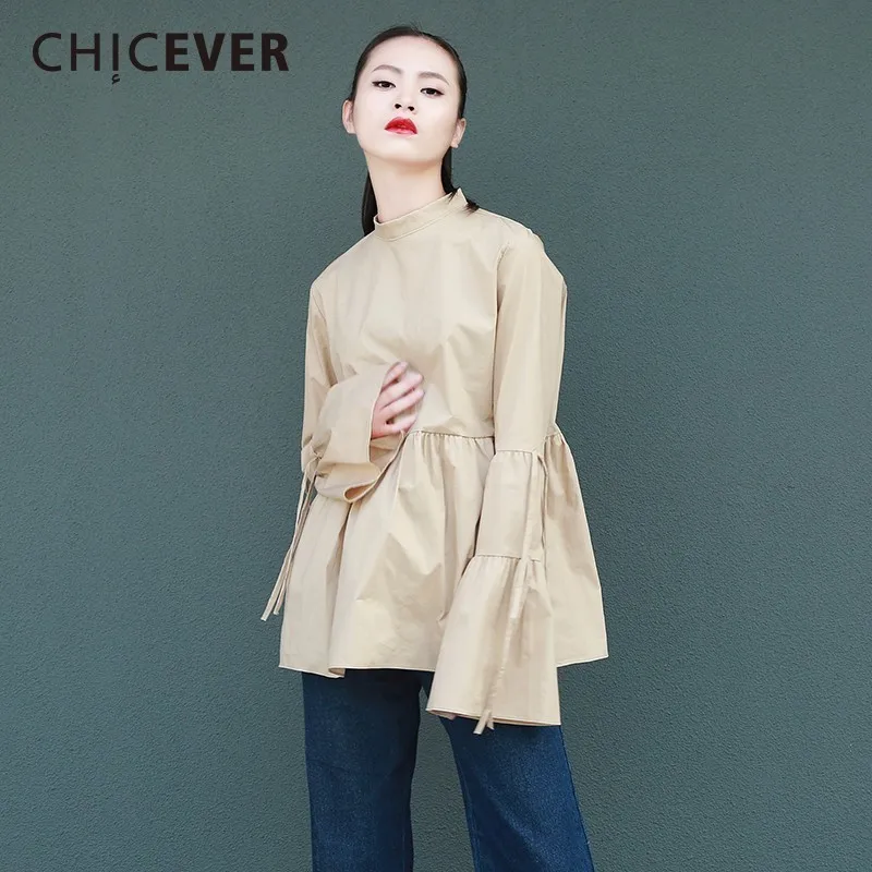 Женская футболка с длинными рукавами CHICEVER черная Повседневная Свободная пуловер