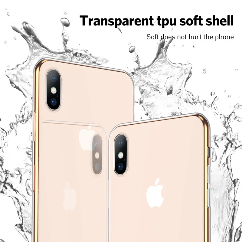 USLION Ultra Thin Clear Silicone Case for iPhone XS XR Xs Max X Transparent Phone Cases 6 6S 8 7 Plus Soft TPU Cover |