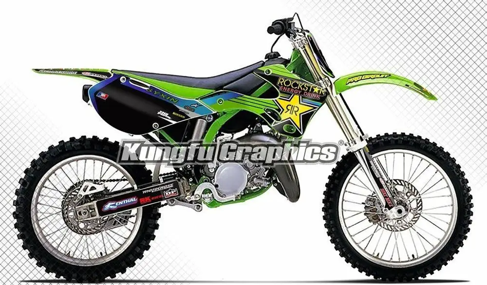 KUNGFU графика Байк наклейки мотоцикл Набор виниловые обертывания для KX 125 250 KX125 KX250