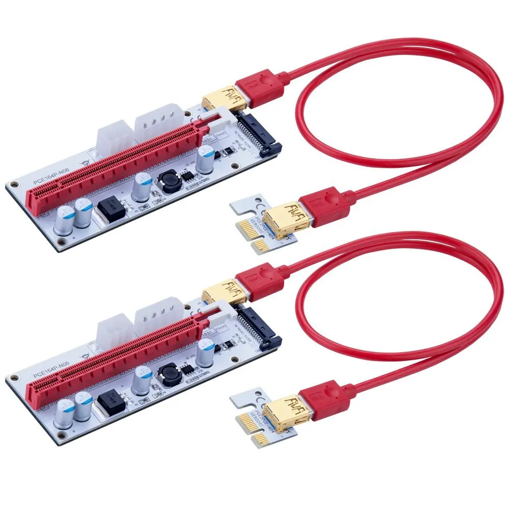 PCI-E стояки 1X до 16X Графический удлинитель для GPU Mining power ed Riser Adapter Card w/Molex 4Pin SATA 6Pin