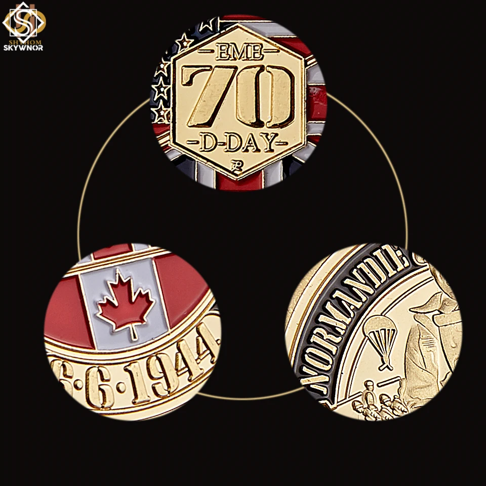 5 шт. второй мировой войны 1944.6.6 D-день 70-летия меч Омаха золотые монеты Challenge