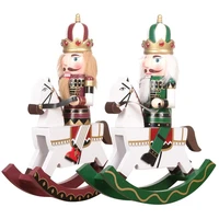 3025cm christmas nutcracker puppet riding wooden horse shaped tabletop ornaments christmas classic gift for home office decor