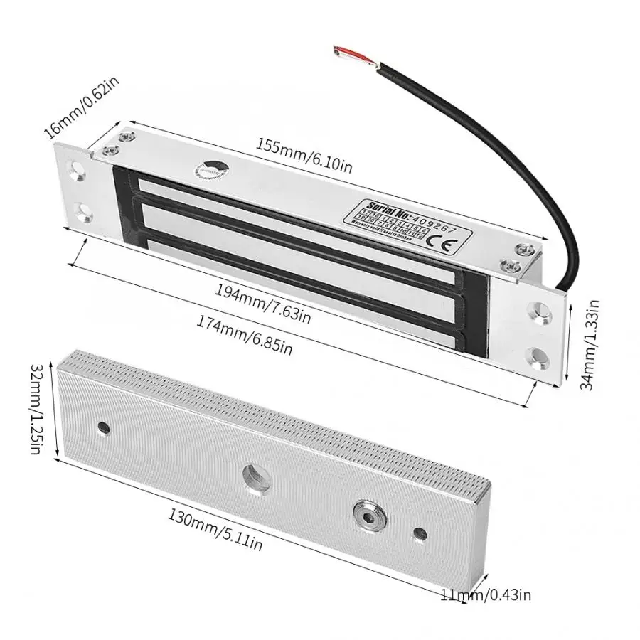 DC 12V 180kg Встроенный Электрический магнитный замок электромагнитный контроль