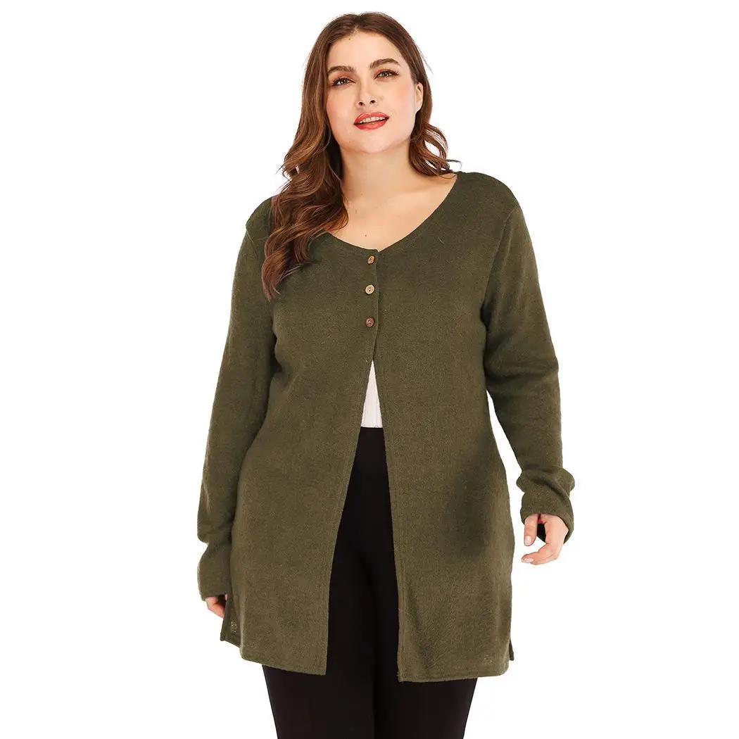 Women Fashion Round Neck Long Sleeve Button Solid Single Breasted Plus Autumn Winter Size Coat Causal | Женская одежда