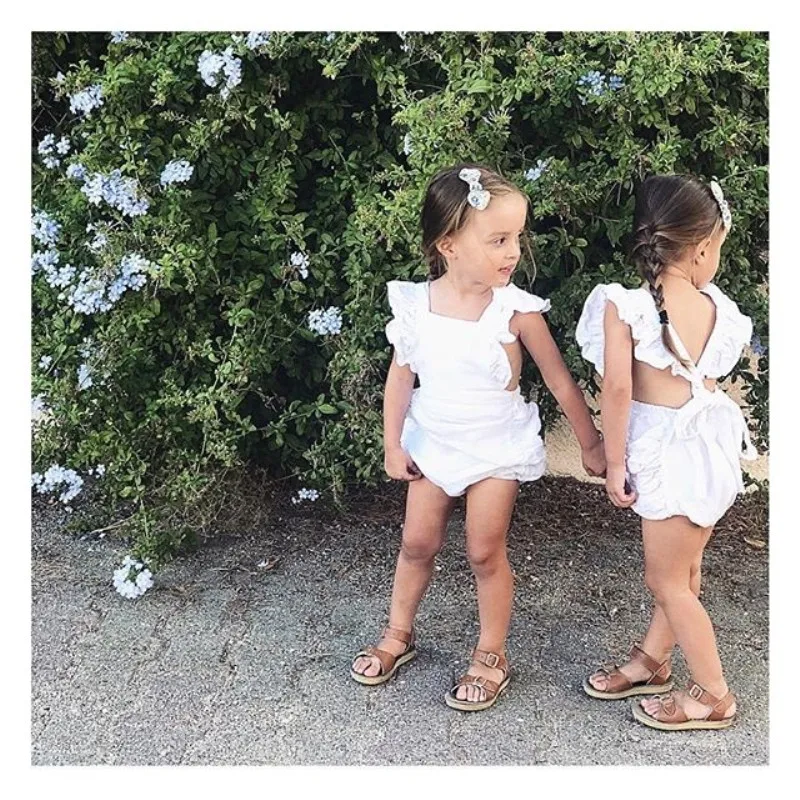 

Summer Cute Newborn Baby Girl Clothes Ruffle Solid Color Bodysuit Backless Jumpsuit Outfit One Pieces