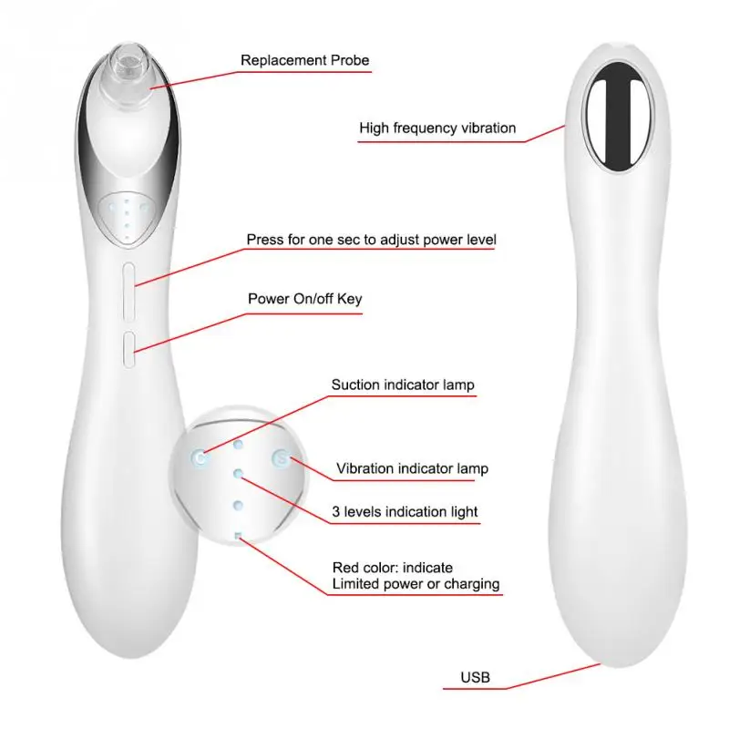 2 In 1 Electric Blackhead Removal Face Eye Massager Vacuum Pores Cleanser Pimple Suction Tool Clean | Красота и здоровье