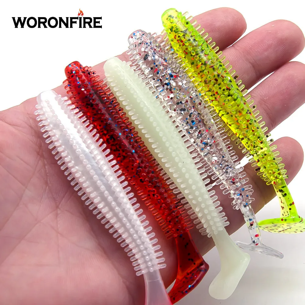 

9cm/6cm Fishing Lure Soft With T Tail 5pcs/lot Sea Cucumber Luminous Paddle Tail Soft Grubs Glow In Dark 4g/1g Jig Fishing Lure
