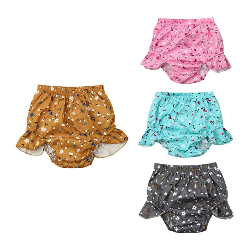 Штаны с цветочным принтом и крылышками для маленьких девочек Шорты Трусики