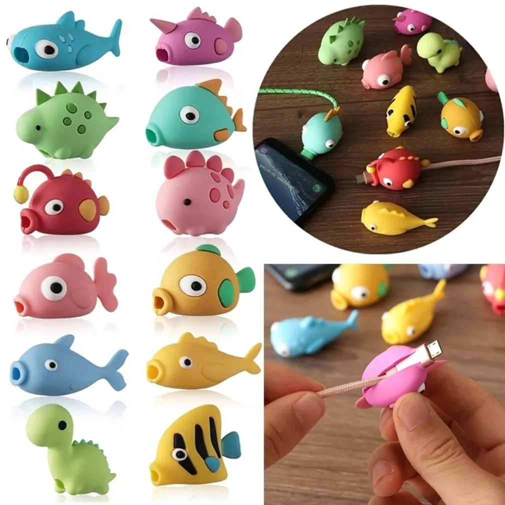 Animal Shapes Toot Meng Dragon Fish Bite The Protective Sleeve Anti-blocking Data Line Protection Cover Cute Cable | Электроника