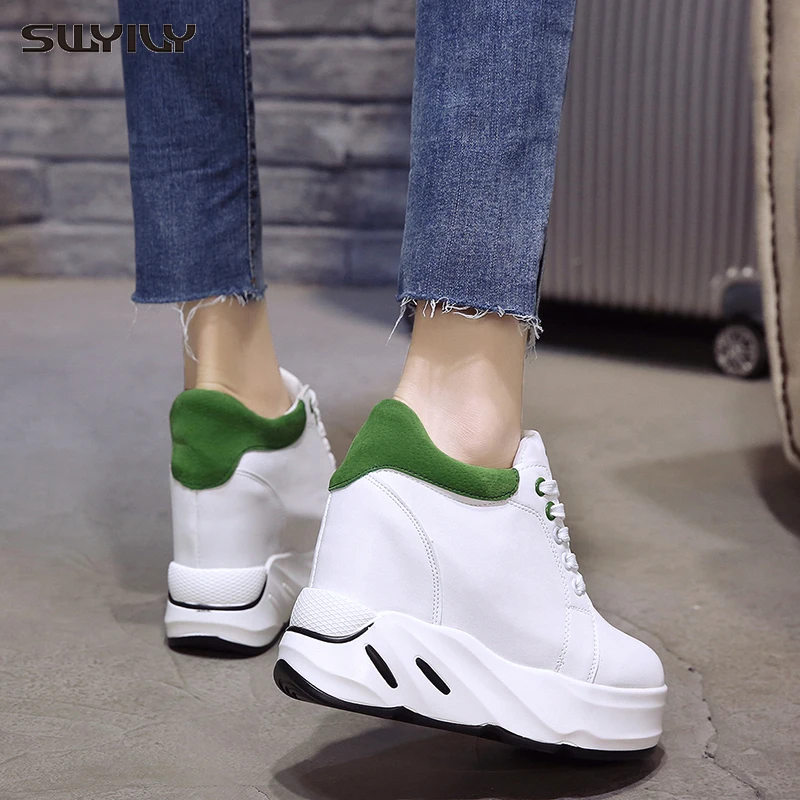 Женские кроссовки на платформе SWYIVY розовые/зеленые/черные повседневные танкетке