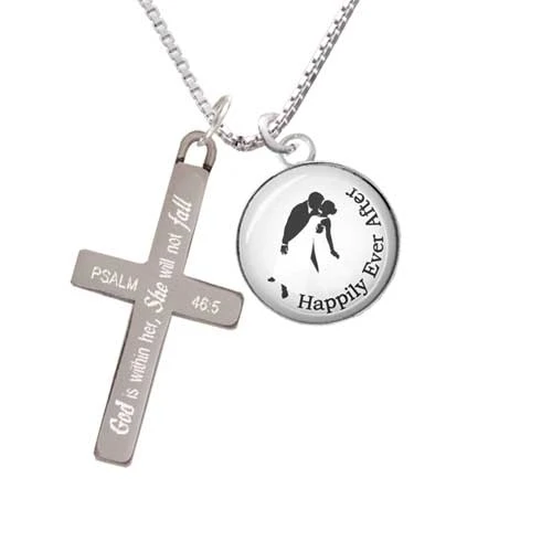 Domed Wedding Couple Happily Ever After - She will not Fall Cross Necklace | Украшения и аксессуары