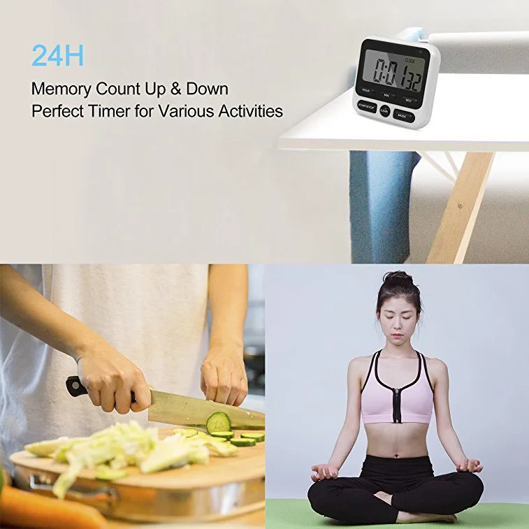 HC-05 Upgraded 24-Hours Digital Kitchen Clock Cooking Timer Countdown Multifunction with Big Digits Loud Alarm Magnetic Backing |