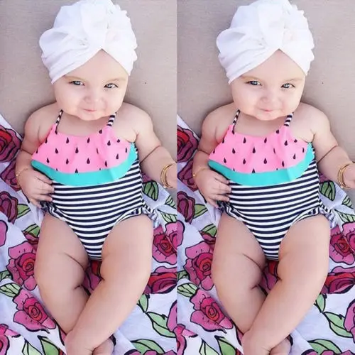 Toddler Newborn Baby Kids Girls Stripe Watermelon Swimsuit Swimwear Ruffle Bikini Bathing Suit Cute Girl Clothes 1-6Y | Детская одежда