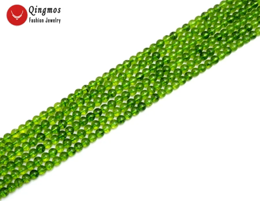Круглые бусины Qingmos из натурального зеленого камня диаметром 6 мм для