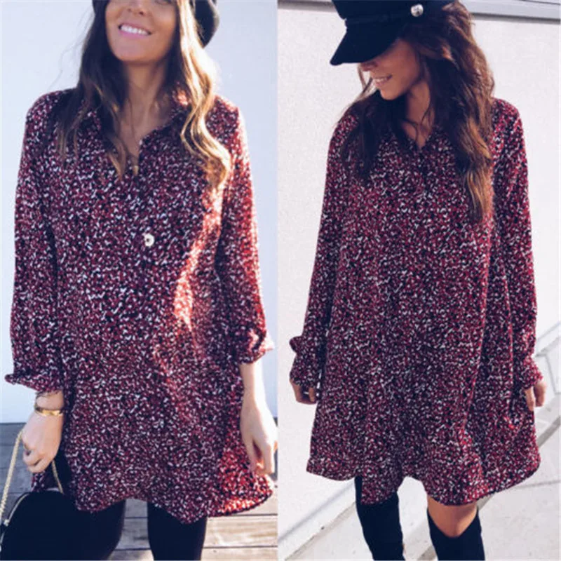 Женское пляжное летнее платье с V образным вырезом и длинным рукавом|Женские