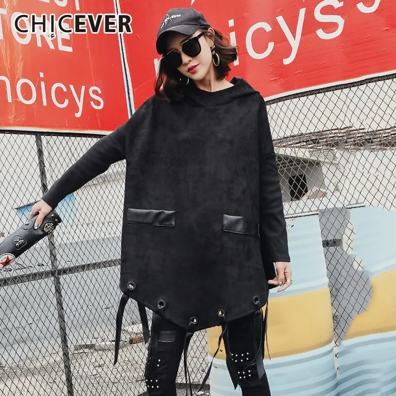 CHICEVER Hem толстовка с кисточками для женщин толстовки длинным рукавом