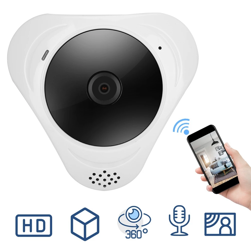 Панорамная VR камера 1080P с углом обзора 360 градусов объектив рыбий глаз Wi Fi ночного