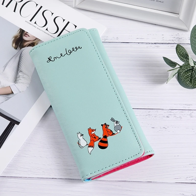 Женский кошелек с милым маленьким животным 2 сложения маленький студенческий