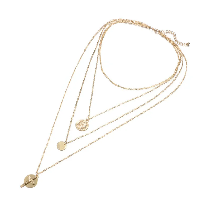 Hot Sale Gold Chains Collares Mujer Religious Style Cross Necklaces Pendants Vintage Boho Jewelry Multilayer Choker Bijoux Femme | Украшения