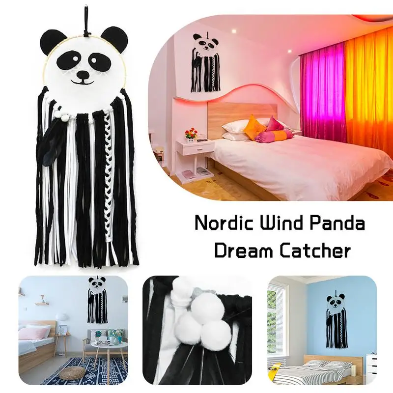 1PC INS Style Panda Father and Mother Shaped Dream Catcher Pendant Children's Room Bedroom Hanging Wall House Decoration | Дом и сад