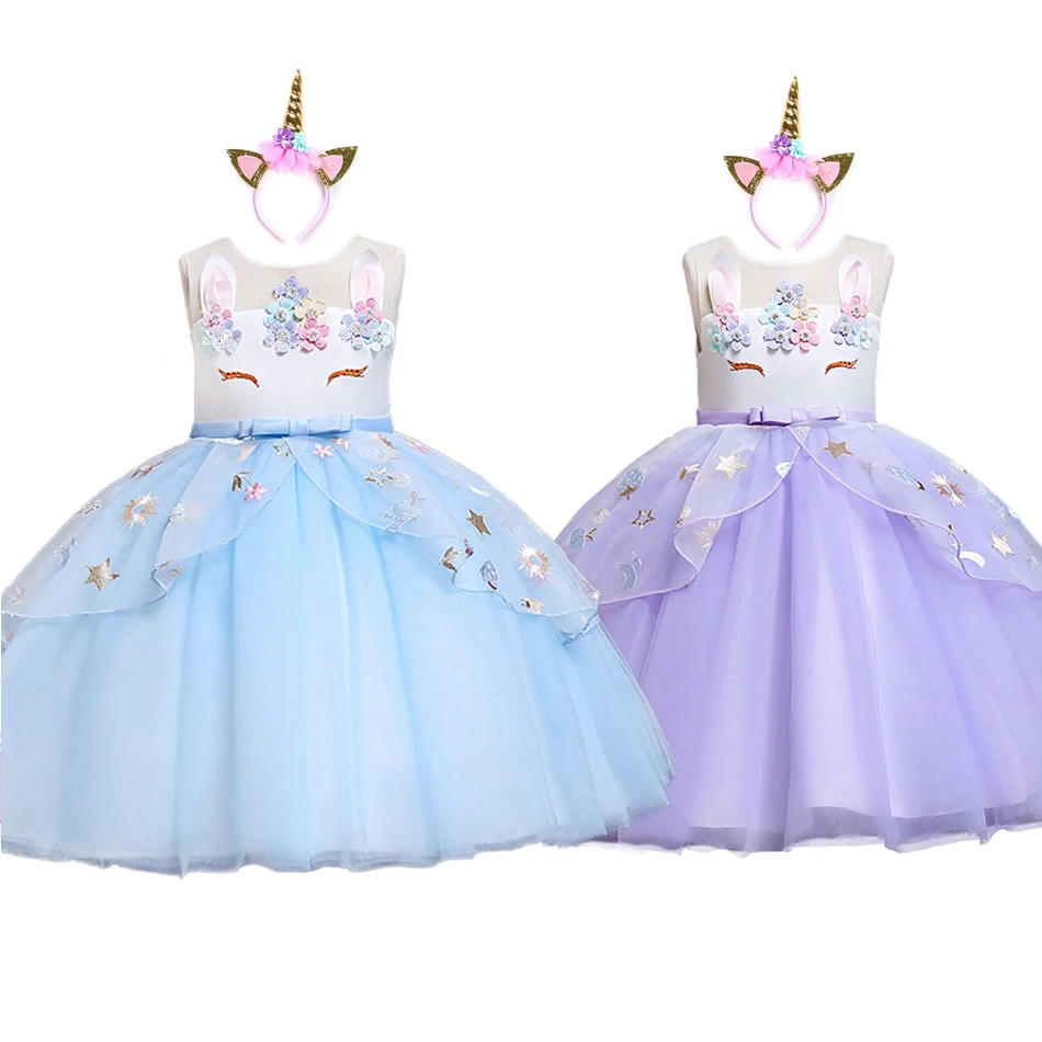 

Unicorn Fancy Dress Up Clothes for Little Girls Summer Layered Princess Party Unicorn Costume Children Birthday Outfit 3-10T