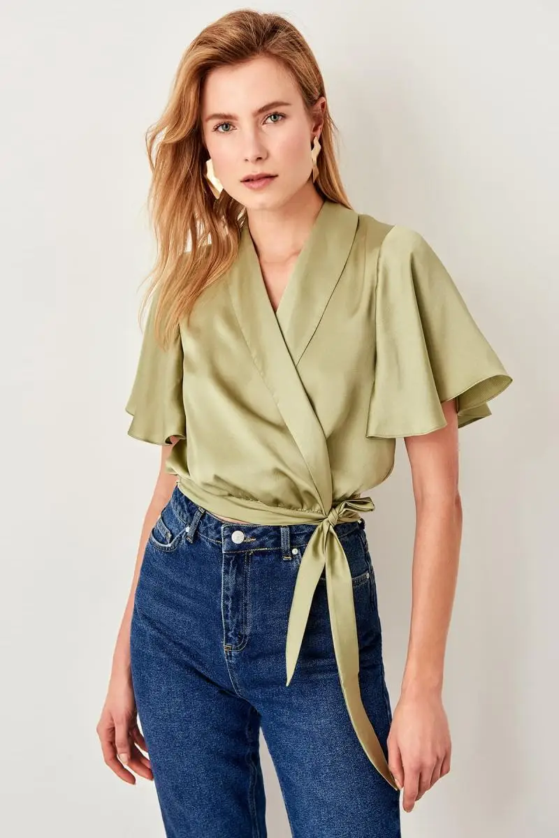 Trendyol Мятная шнуровка detayli Bluz TWOSS19BB0425 |