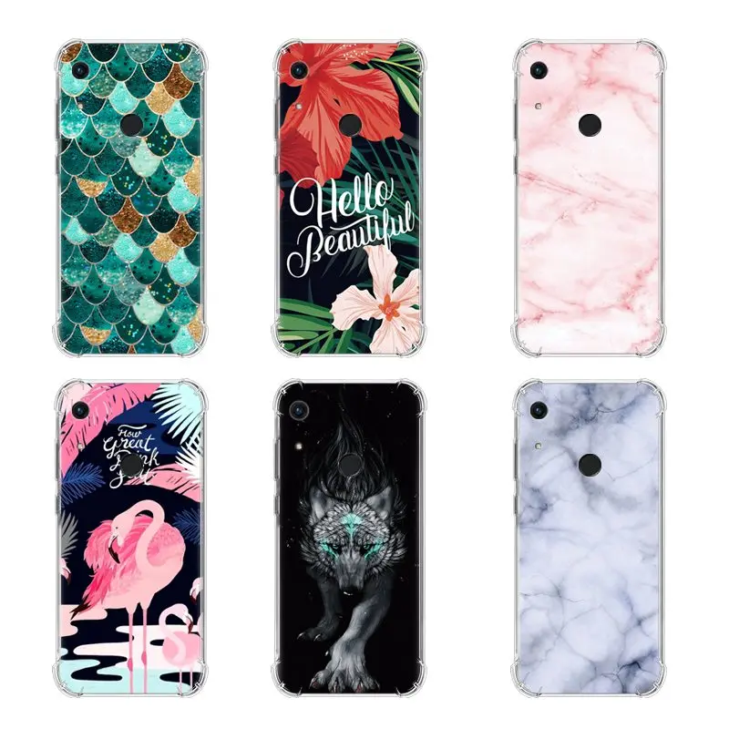 Anti-knock Phone Case For Huawei Y6 2019 / Honor 8A Back Fingerprint Version Colorful Painted With Airbag TPU Cover |
