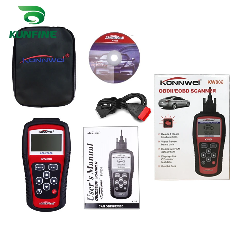 KW808 OBDII автоматический сканер OBD2 считыватель кодов многоязычный инструмент