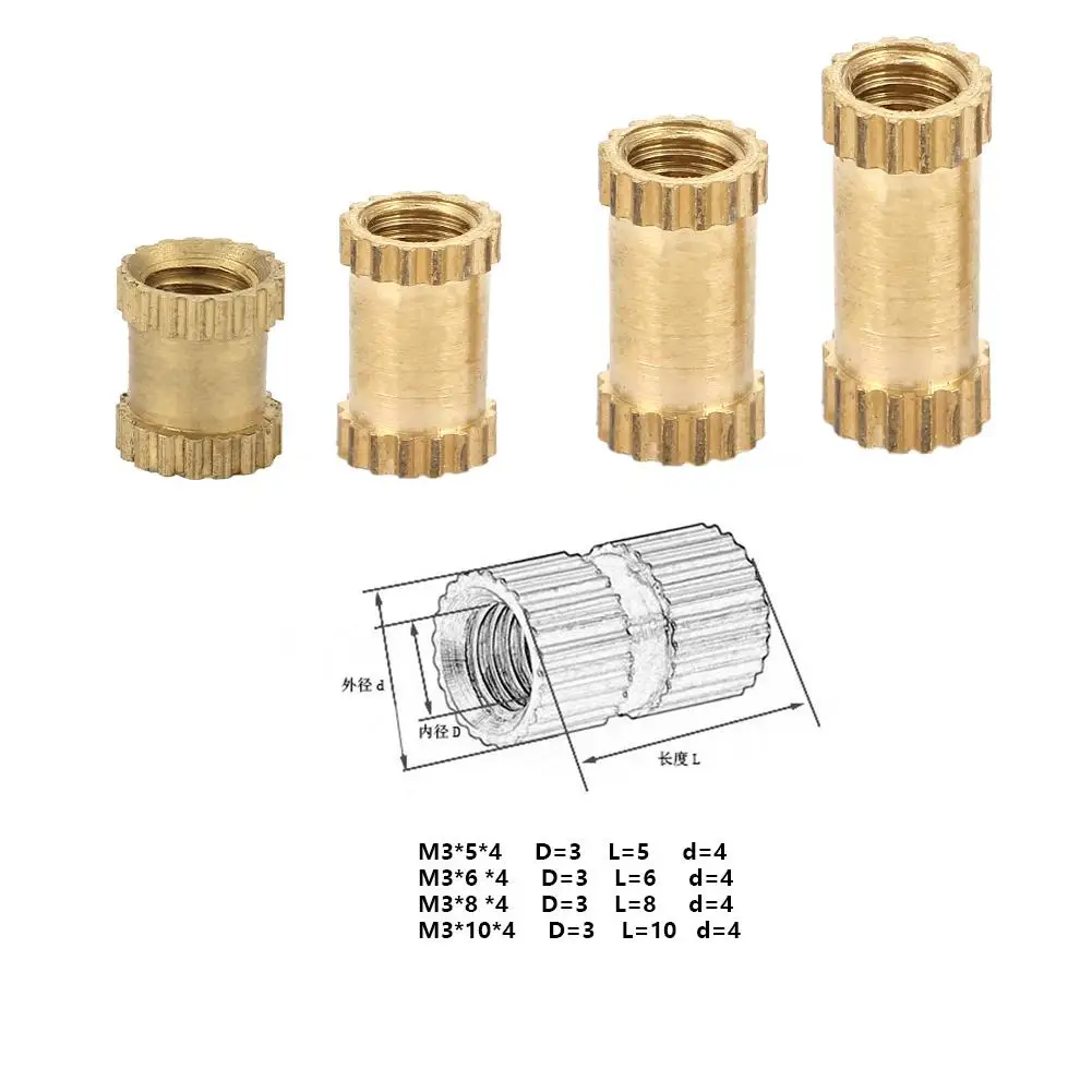 50 pcs M3 B Type Blind Hole Single Pass Inserts Brass Embedded Parts Knurled Nuts | Обустройство дома
