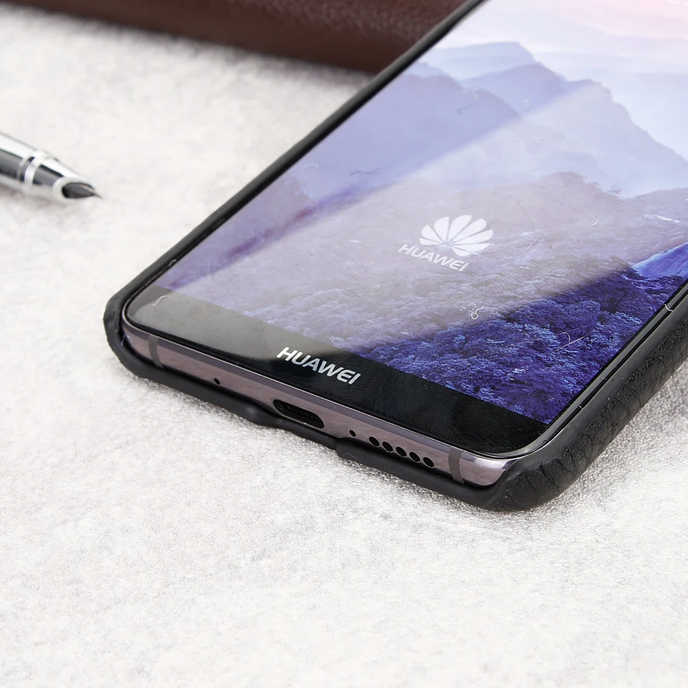 Hunreone Litchi Stripe Hight Quality Luxury Genuine Leather Case Cover For Huawei Mate 10 Pro 9 | Мобильные телефоны и
